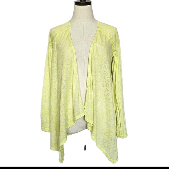 PRANA Yellow Women’s XS Open Front Waterfall Lightweight  Paisley Knit Cardigan - Picture 1 of 7